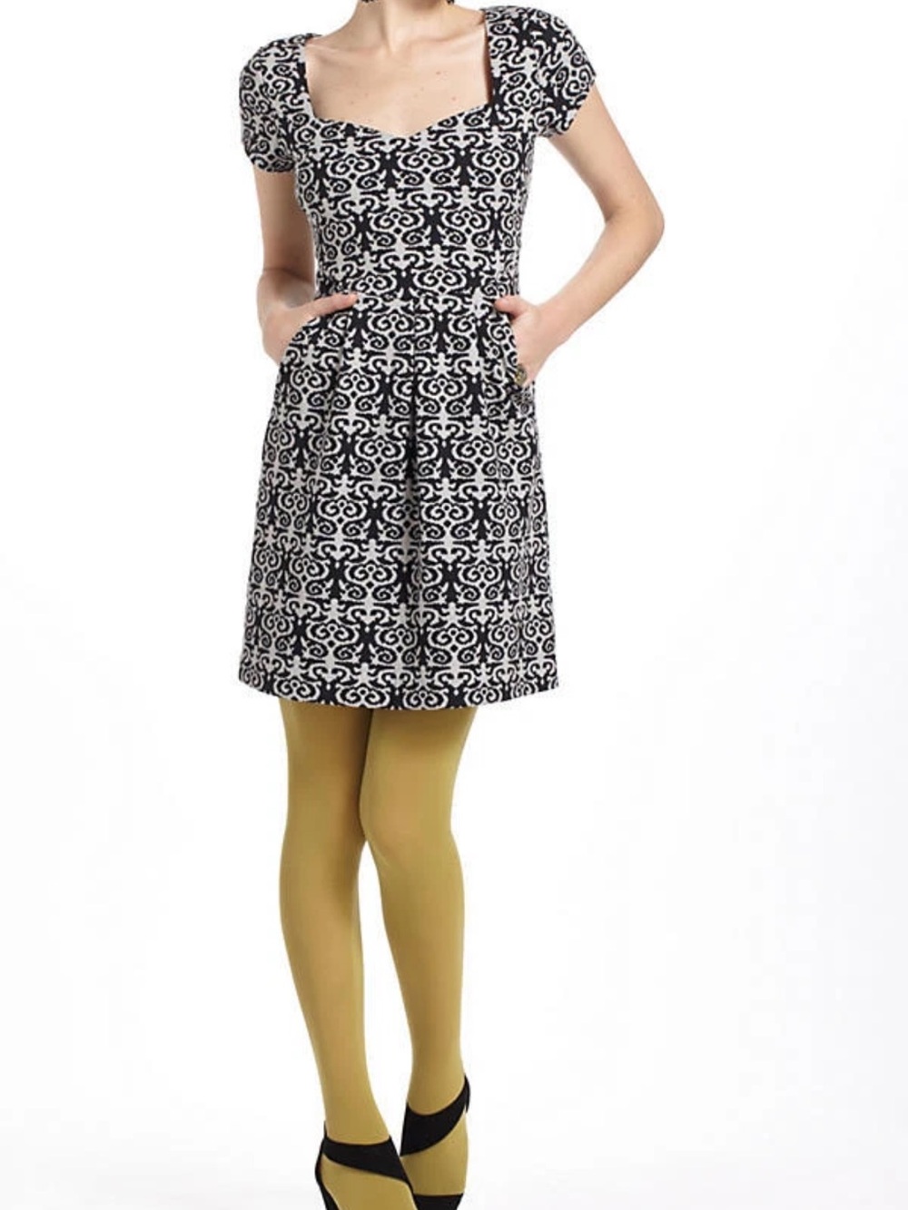 Anthropologie Deletta Caledonia dress w/pockets lined Jacquard-Sz S